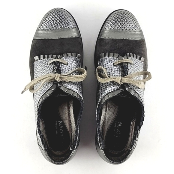 NAOT Yama Silver  Cap Toe Leather Suede Oxford Lace Up Shoes Size 37 - Picture 2 of 15